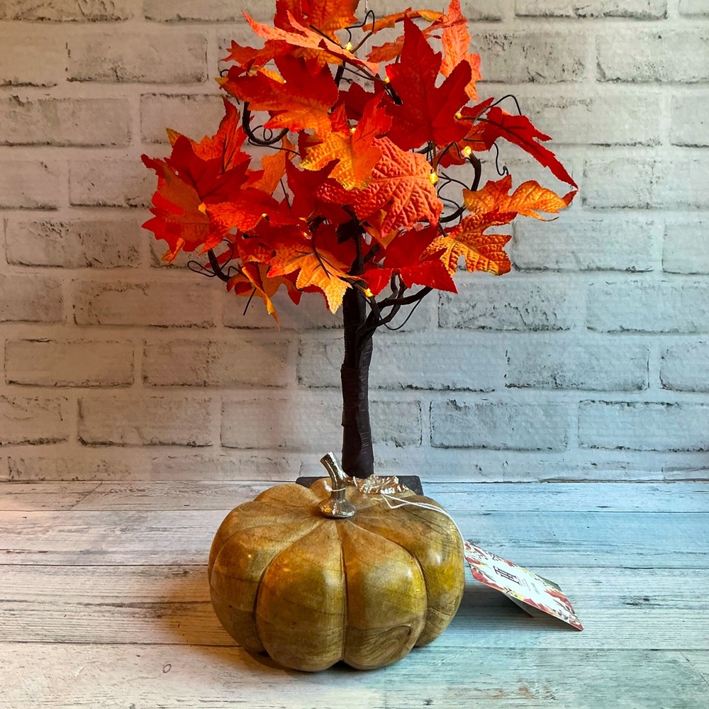 Total Home 7 in Fall Wooden Pumpkin Accent